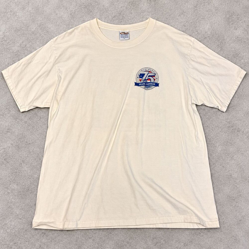 Crazy Shirts Pearl Harbor 75th Anniversary T Shirt Large Hawaii WWII White